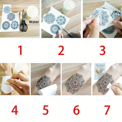 Temporary Tattoos for Women & Kids - 24 Sheets Large Watercolor Realistic Fake Tattoo Stickers with Flower & Animal Designs - Long Lasting Body Art Half Arm Tattoos