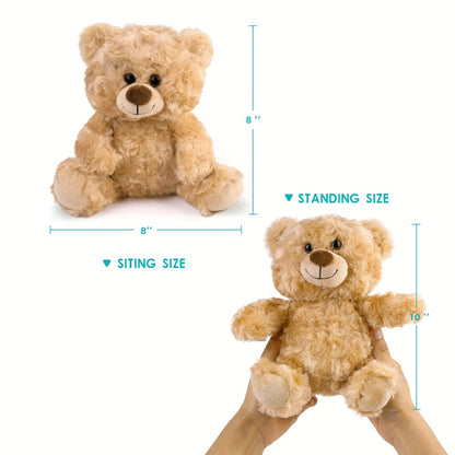 Mini Teddy Bear Bulk Pack 5pcs 8 Inch Soft Shaggy Plush Bears — Baby Shower Party Favors, Valentine's Day, Birthday & Christmas Gifts for Kids Girls Girlfriend