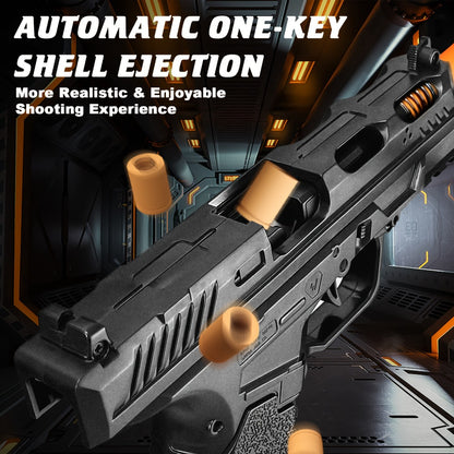 Soft Bullet Toy Gun Pistol with Ejecting Shells & 100 Bullets – Semi-Automatic Rapid Fire Foam Blaster for Kids Boys Ages 6+, Indoor Outdoor Shooting Game Toy, Birthday Christmas Halloween Gift