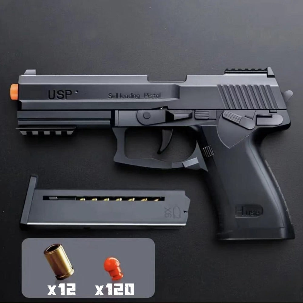 2024 USP Toy Gun Soft Clip Pistol, Continuous Shooting, with Ejecting Shells, Toy Foam Blaster, Cool Rapid-Fire Toy Gun Educational Models, Outdoor Shooting Games, Halloween, Thanksgiving, Christmas, Birthday Gift for Boys Girls