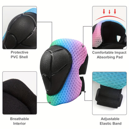 Kids Bike Helmet Set, Adjustable Helmet for Ages 5+ Boys Girls, Toddler Helmet Pad Set with Knee And Elbow Pads for Bike And More Sports