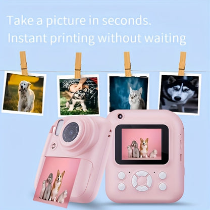 Kids Instant Print Camera 3-in-1 with MP3 & Games – 10x Zoom, 2.4" HD Screen, 32GB Card, Prints Photos in 1 Second, Birthday & Holiday Gift for Girls & Boys