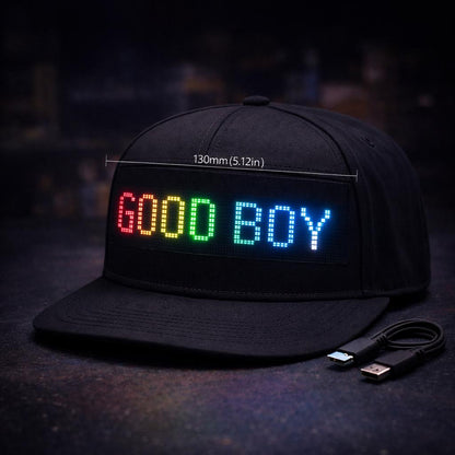 [Programmable LED Hat] Programmable LED Night Light Hat for Men| Mobile App Control, Scrolling Text for Voting, Elections, Parties, Dances, Halloween, Christmas Gifts, USB Charging
