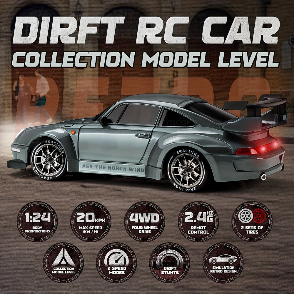 High-Speed Drift RC Car 1:24 Scale S814 – Remote Control Drift Car for Kids & Adults, 360° Spin Stunt Vehicle Toy, Birthday Christmas Gift, Multiple Colors (Grey/Orange/Blue/Green/Purple)