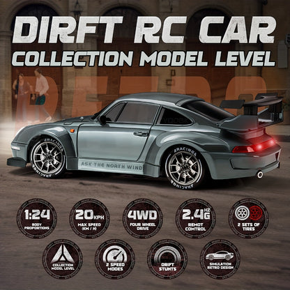 High-Speed Drift RC Car 1:24 Scale S814 – Remote Control Drift Car for Kids & Adults, 360° Spin Stunt Vehicle Toy, Birthday Christmas Gift, Multiple Colors (Grey/Orange/Blue/Green/Purple)