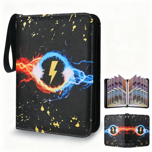 400 Cards Binder - Durable Faux Leather with Lightning Bolt Design | 400 Double-Sided Pockets, High-Quality Stitched Edges, Suitable for MTG, TCG, Sports Cards - Collectible Card Album for Adults and Teens (8+)