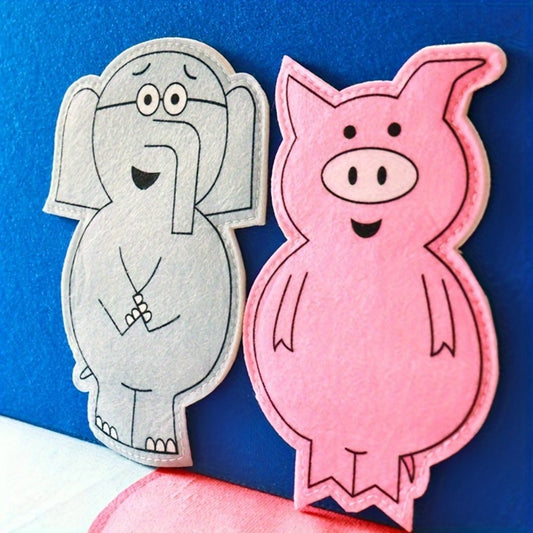 Hand Puppets of Elephant And Piggie - Props for Storytelling Performances, Interactive Teaching Tools for Classrooms by Hoojojo