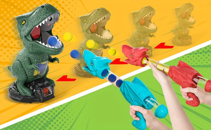 Dinosaur Shooting Game Toy with 12 Bullets Googles And 1 Launcher/ 48 Bullets Googles And 2 Launchers, Movable Dino Shooting Toy with Sound Light And Spray Boys Toys for 3 Ages And Up