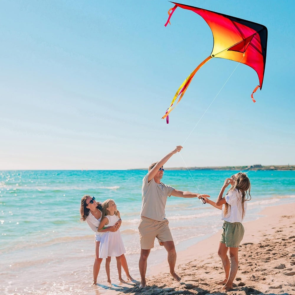 Delta Kite 3 Pack for Kids & Adults – Large Gradient Easy-to-Fly Kites with 262.5 Ft String, 58-Inch Wingspan, Stable in Light Wind, Outdoor Beach & Park Gift for Boys and Girls