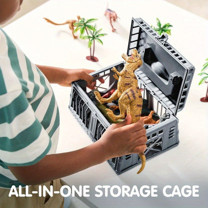 Dinosaur Toys for Kids 19pcs with Play Mat & Storage Cage – Realistic Dinosaur Figures Playset for Boys Girls Ages 3+, Birthday Gift, Christmas Gift, Party Favor