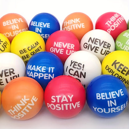 [Inspirational Sponge Balls] 30-Pack Inspirational Slogan Sponge Balls | 6.3cm Diameter, Classroom, Office, Team Building, Encouragement Reward, Creative Fun Hand Fitness Relaxation Ball, Party Event, Christmas Gift