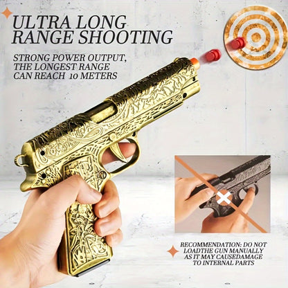 Soft Bullet Toy Gun Pistol with 120 Bullets 12 Shells & 2 Magazines – Hollow Hanging Foam Blaster for Kids Boys Girls Ages 6+, Outdoor Shooting Game Birthday Halloween Christmas Gift Pink or Khaki