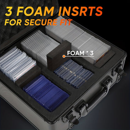 Graded Card Slab Storage Box 3-Compartment for PSA BGS FGS SGC – Premium Black Carrying Case 13.5x11.5x7.1 Inch Protects Slabs and Sleeved Cards, Trading Card Collector Organizer