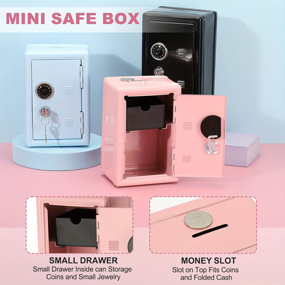 1pc Secure Metal Coin Bank Safe, Save Money Box Cash Storage Box with Key And Combination Lock, Small Money Bank with Removable Drawer, Home/office with Ideal for Back to School, Halloween, Christmas, New Year Gifts