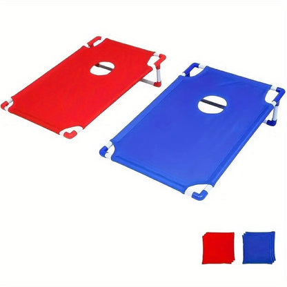 [Portable Beanbag Game] 1 Portable Beanbag Throwing Game Kit - Foldable, Durable, And Portable, Perfect for Outdoor Parties, Camping, And Backyard Fun - Available in Red And Blue Upgraded Versions, Includes 1 Hole Board And 12 Beanbags, Red And Blue Two-T