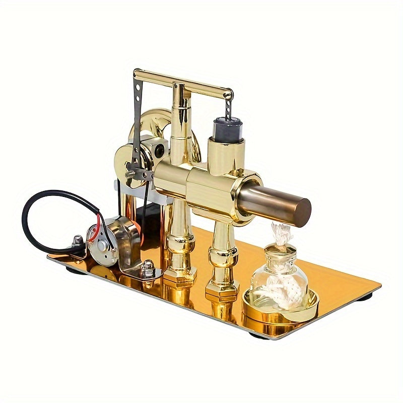 Stirling Engine Generator Kit - Single Cylinder, Stainless Steel Construction, Pneumatic Design Educational Physical Science Experiment Model for Learning and Invention Hobbyists