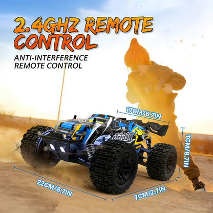 1:18 Scale RC Off-Road Car 35+ KM/H 4WD – 2.4GHz High Speed All-Terrain Remote Control Truck, Hobby Grade RC Racing Crawler for Kids & Adults, Birthday Gift, Blue or Red