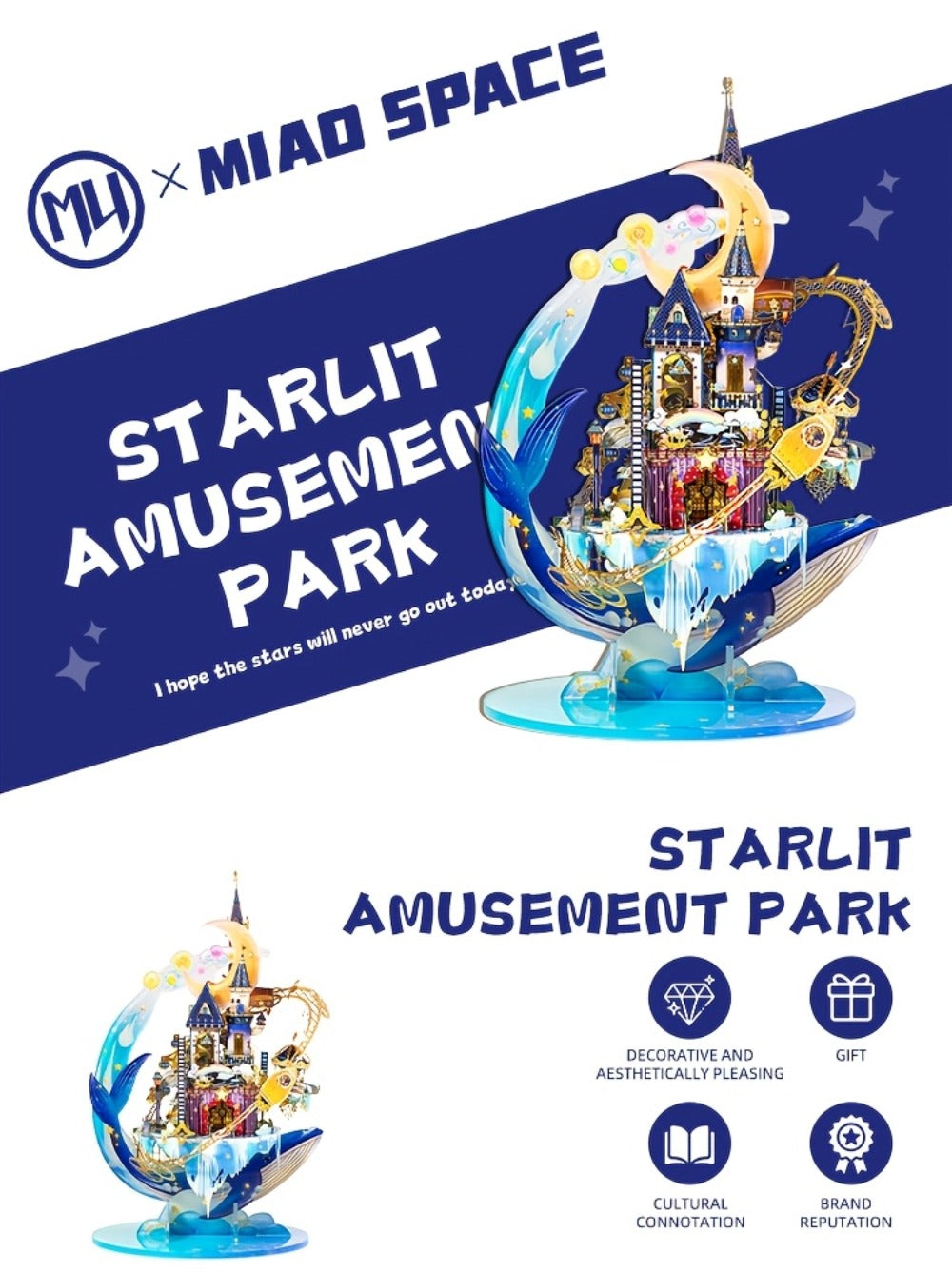 3D Metal Model Kit MU Star Playground – Handcrafted Garden Scene DIY Assembly Puzzle for Teens Adults Ages 14+, Unique Birthday Christmas Valentine's Day Gift for Girlfriend Women Teen Girls
