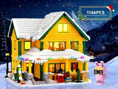 1146pcs Christmas Story Building Blocks Set, Classic Movie-Style Large Christmas House Model with Character Figures & Exquisite Interior, Suitable for Family & Family Interaction, Desktop Decoration & Collection, Safe High-Quality ABS Material