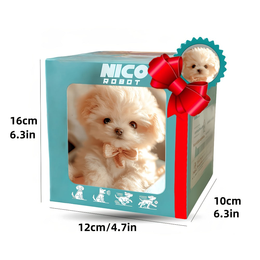 New White Realistic Robot Dog - Exquisite Gift Box, Interactive Walking, Barking, Wagging Tail, Expressive Eyes And Soft Plush, Office Companion Or Gift - Cute Animal Biomimetic, Halloween Gift, Christmas Gift, Easter, Pet Day Gift, Children's Day