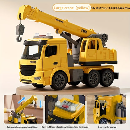 Huge Inertia Crane Toy - Engineering Vehicle Toys with Interactive Track. Crane Boasts Telescopic Arm & Double Doors. Perfect As Christmas, Easter Or Birthday Gift for Young Builders
