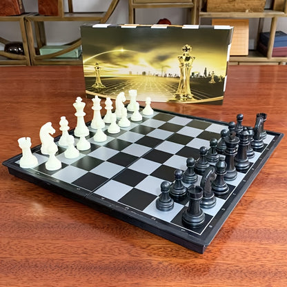 Magnetic Chess Folding for Easy Storage Magnetic Checkerboard Magnetic Chess Mini Portable Chess, Without Battery