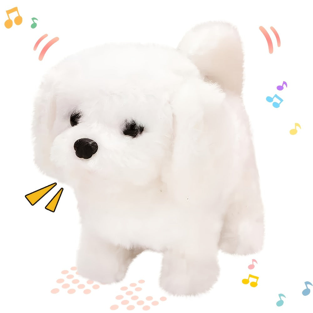 New White Realistic Robot Dog - Exquisite Gift Box, Interactive Walking, Barking, Wagging Tail, Expressive Eyes And Soft Plush, Office Companion Or Gift - Cute Animal Biomimetic, Halloween Gift, Christmas Gift, Easter, Pet Day Gift, Children's Day