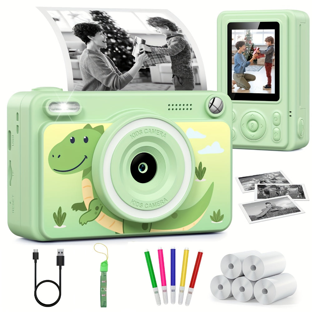 Kids Instant Print Camera - 1080P HD, 5 Rolls Paper And 32GB Card, Ideal Gift for Boys And Girls Age 3-14