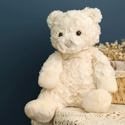 White Teddy Bear Plush Loving Heart – Soft Cute Stuffed Animal for Baby Girls Women, Kawaii Bear Toy, Birthday Valentine's Day Christmas Baby Shower Holiday Gift for Kids Toddlers