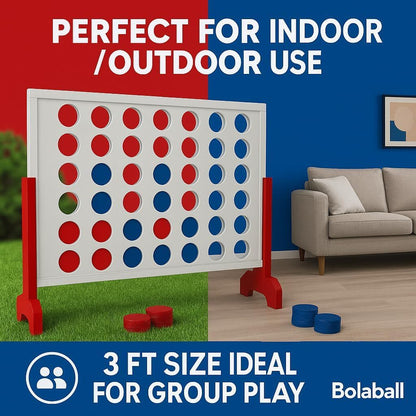 Bolaball 4 in a Row Games, 1.8 FT Jumbo 4-to-Score Indoor & Outdoor Game for Adults, Giant Family Fun Lawn & Yard Games, Perfect Strategy Game for Holiday Party & Family Gatherings