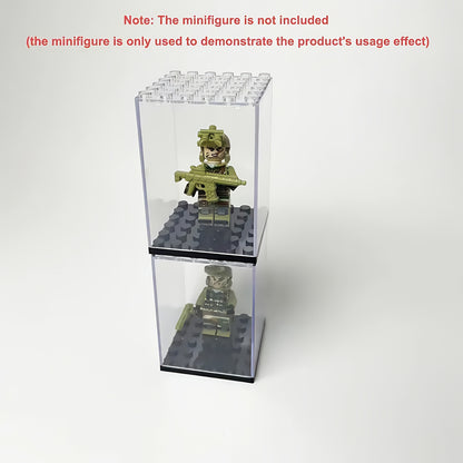 20pcs Minifigure Display Case Set - Clear Acrylic Stackable Storage Boxes for Action Figures, Collectibles & Building Blocks (2.7×1.9×1.9 Inch) - Small Toy Organizer with Dustproof Design