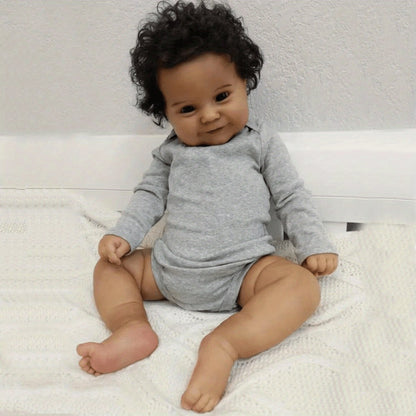 Black Reborn Baby Doll 20 Inch Full Soft Vinyl Body Lifelike African American Newborn Girl Maddie with Hand-Rooted Hair Clothes Magnetic Pacifier Bottle – ASTM Certified Gift for Kids Birthday Christmas