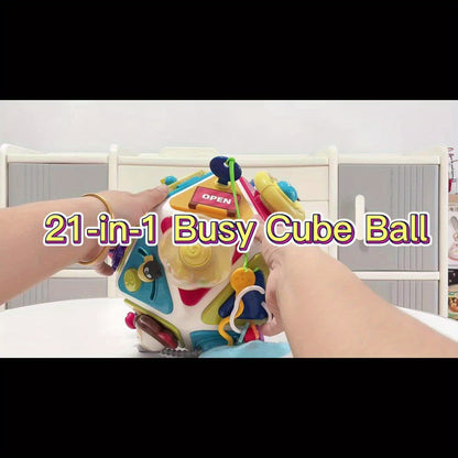 20-In-1 Toddler Busy Board Cube Toys, Active Cube Toys for 1-Year-Old Boys Girls Kids, Early Educational Sensory Toys for Toddlers 1 to 3 Years, Travel Toys Gifts for 1-Year-Old Boy Girl