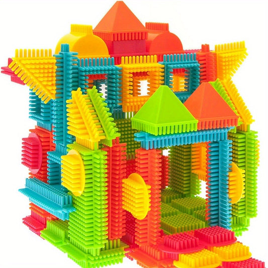150pcs Hedgehog Building Blocks Tiles Set - Soft Interlocking Bristles Blocks Educational Learning Toys for Preschool Kids - Bristle Shape Building Blocks Toy for Children