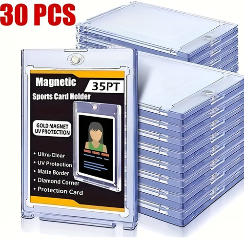30/60pcs Magnetic Trading Sports Card Holder 30pt Magnetic Trading Card Protector for Baseball Sports Trading Game Work Cards Storage And Display Magnetic Trading Card Holder