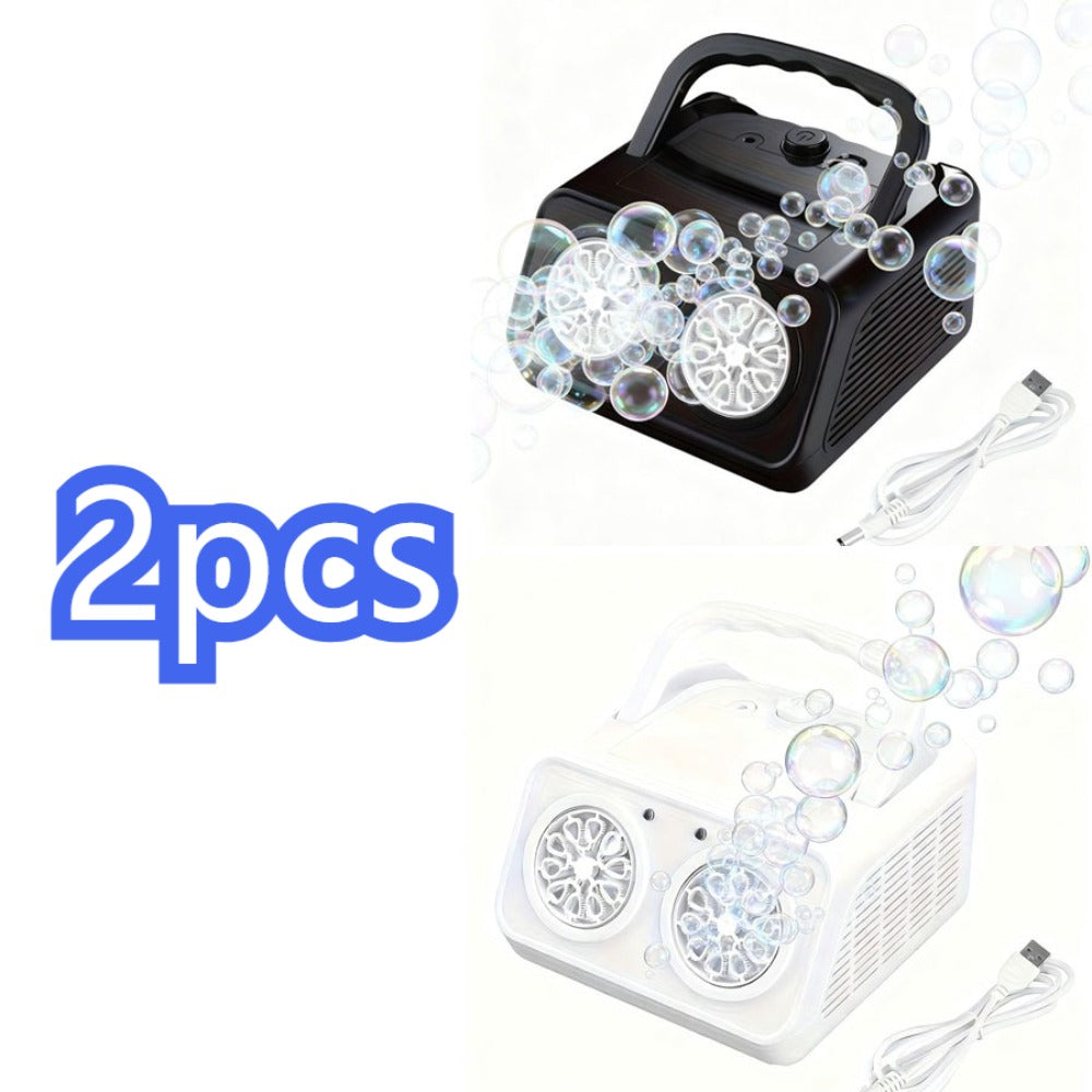 [Double Fan Bubble Machine] 1/ 2 Sets - Party Essential, Atmosphere Bubble Machine, Indoor and Outdoor Children's Toys, Wedding, Birthday, Halloween and Christmas Gifts (excluding Batteries and Foam Liquid), Activities and Entertainment