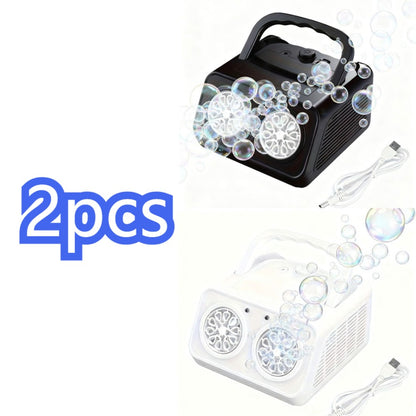 [Double Fan Bubble Machine] 1/ 2 Sets - Party Essential, Atmosphere Bubble Machine, Indoor and Outdoor Children's Toys, Wedding, Birthday, Halloween and Christmas Gifts (excluding Batteries and Foam Liquid), Activities and Entertainment