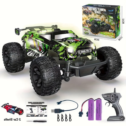 RC Off-Road Car for Kids with LED Lights – Remote Control 4WD Monster Truck, High-Speed All-Terrain Vehicle Toy for Boys & Girls, Outdoor Racing Gift for Birthday Christmas