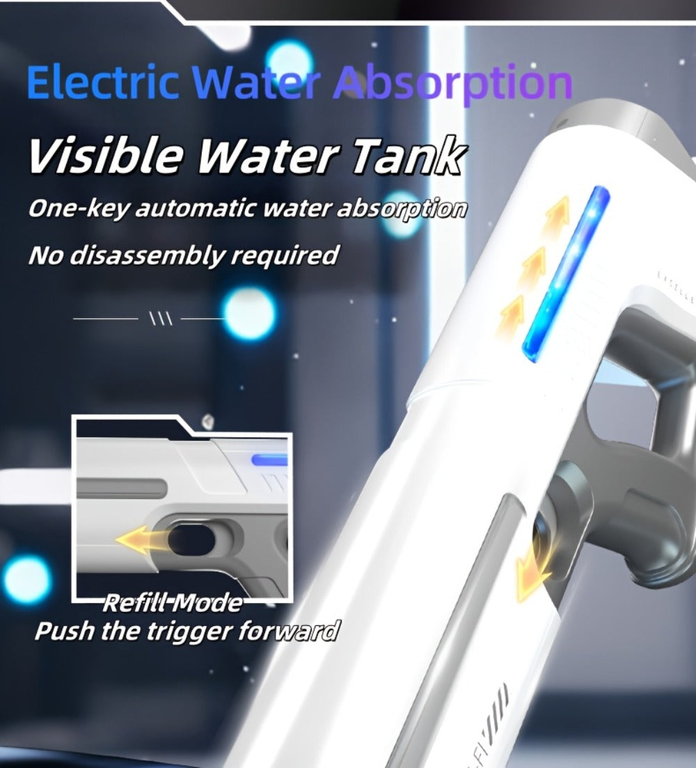 Upgraded Electric Water Gun with Safety Goggles & Hard Case – LED Pulse Light 40ft Range USB Rechargeable Squirt Blaster for Kids & Adults, Pool Beach Backyard Summer Gift Set