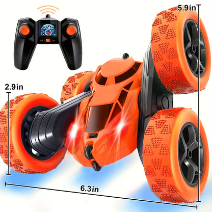 Double-Sided RC Stunt Car for Kids Ages 6+, 2.4GHz 360° Rotating Remote Control Flip Car with Headlights, 1400mAh Rechargeable Battery, Birthday And Christmas Gift