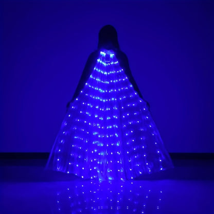 LED Feather Dance Costume Glowing Luminous – Light Up Belly Dance Performance Dress for Women Halloween Christmas Mardi Gras Rave Stage Show White Purple Warm White