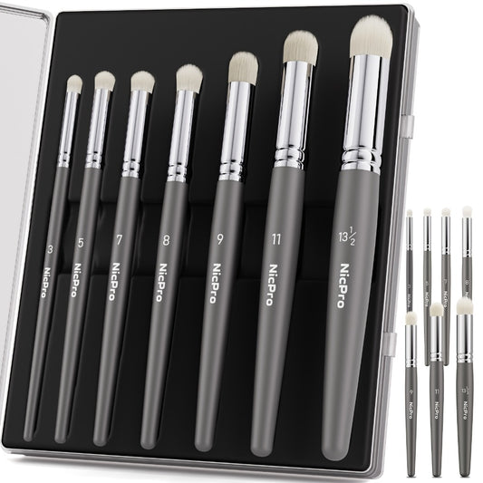 Nicpro Dry Brush Miniature Painting, 7 Sizes Professional Drybrush Set with Storage Case, Hobby Detail Paint Brushes