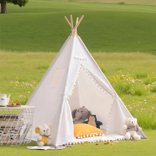 Kids Teepee Tent Indoor Outdoor Play Tent – Nordic Conical Princess Playhouse, Washable Kids Play Tent for Toddlers & Children | White, Blue, Pink, Star | Birthday Christmas Gift