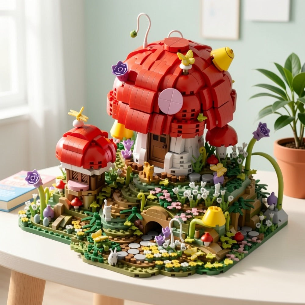 Fairy Mushroom House Building Blocks Set 2000+ Pcs – Mythical M-Shaped Miniature Architecture Model 663, Creative Desktop Decoration Display Kit for Adults & Teens, Birthday Gift for Fantasy Lovers