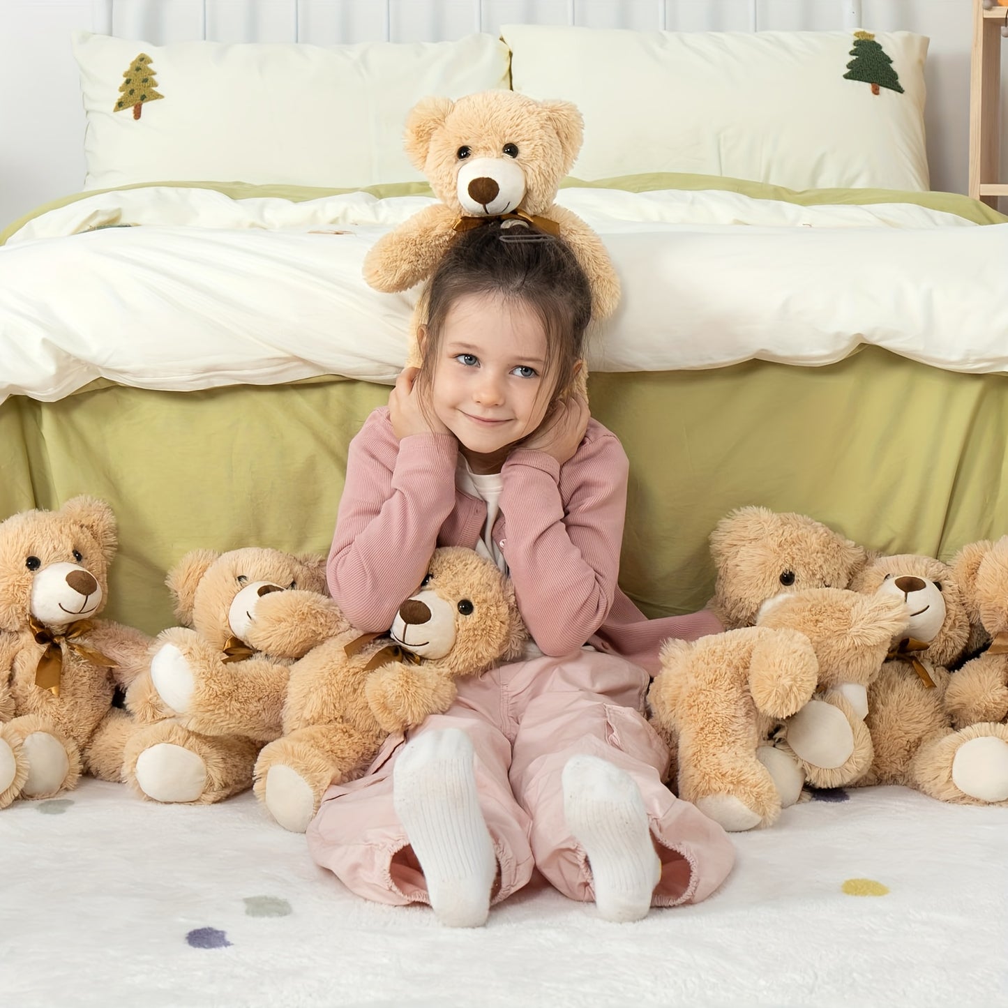 Set of 8 Teddy Bears for Children, 11 Inches Tall, Ideal for Baby Shower Decorations And Gifts, Available in Bulk for Party Favors