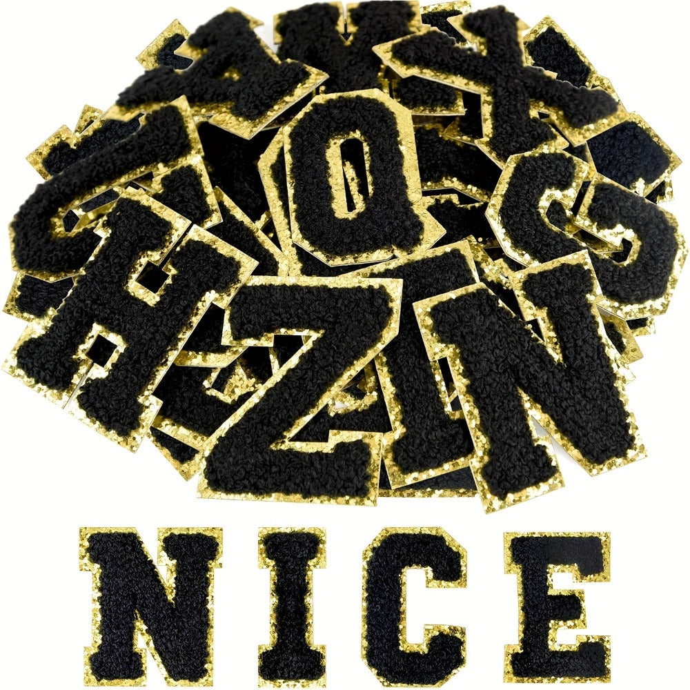 Chenille Letter Patches Self Adhesive A-Z Embroidered Alphabet Applique Stickers for Clothes Bags Hats Phone Cases DIY Crafts – 26pcs Full Set