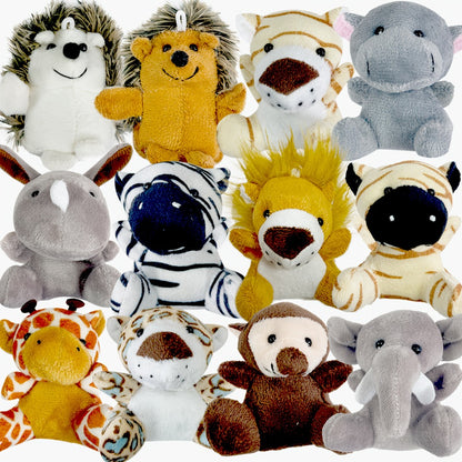Forest Animal Plush Bulk Set 12 or 24 Pack – Mini Stuffed Animals for Animal Theme Party Favors, Classroom Treasure Box Prizes, Goodie Bag Fillers, Birthday Christmas Gifts for Kids