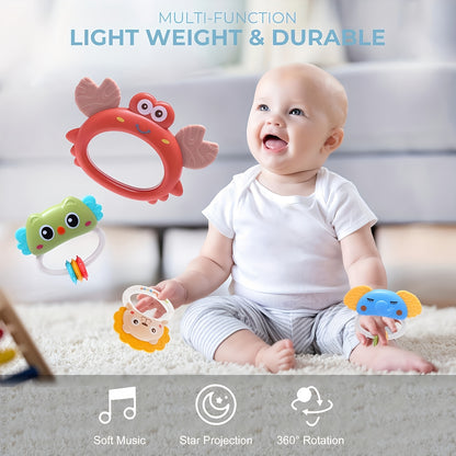 Baby Musical Mobile Crib with Music And Lights, Projection, Take-Along Rattle And Music Box for Babies Boy Girl Toddler Sleep