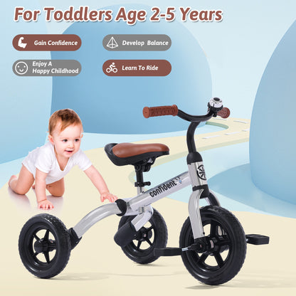 3in 1 Tricycle for Toddlers Age 2+ Years Old Boys Girls with Detachable Pedal And Training Wheels, Baby Balance Bike Trikes Riding Toys, Ride-on Bike Toys Bike Birthday Gift for Outdoor And Indoor
