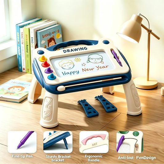A Drawing Board for Kids That Includes Four Stamps, Four Holders, And One Pen. It'S an Educational Toy Designed for Learning, Perfect for Doodling, And Serves As a Smart Learning Tool. This Makes a Great Birthday Present for Both Boys And Girls